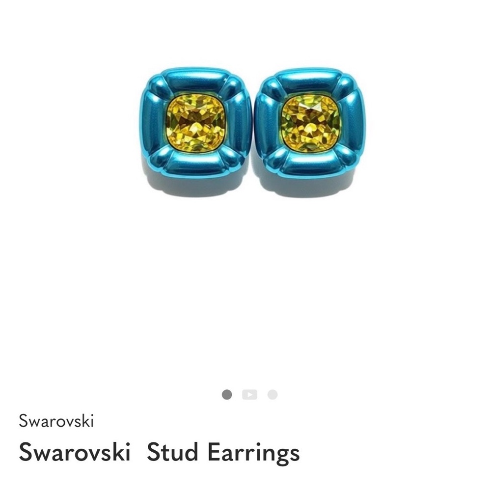 Blue and Yellow Stud Earrings - Picture 3 of 4